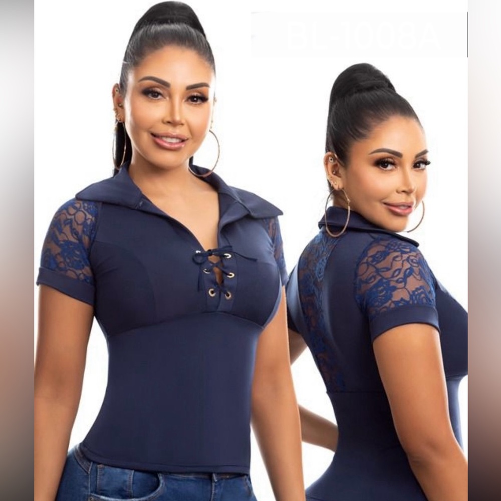 Colombian Style Blue Shapewear Top Elegance and Style